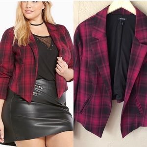 Torrid size 3 Berry colored plaid Blazer